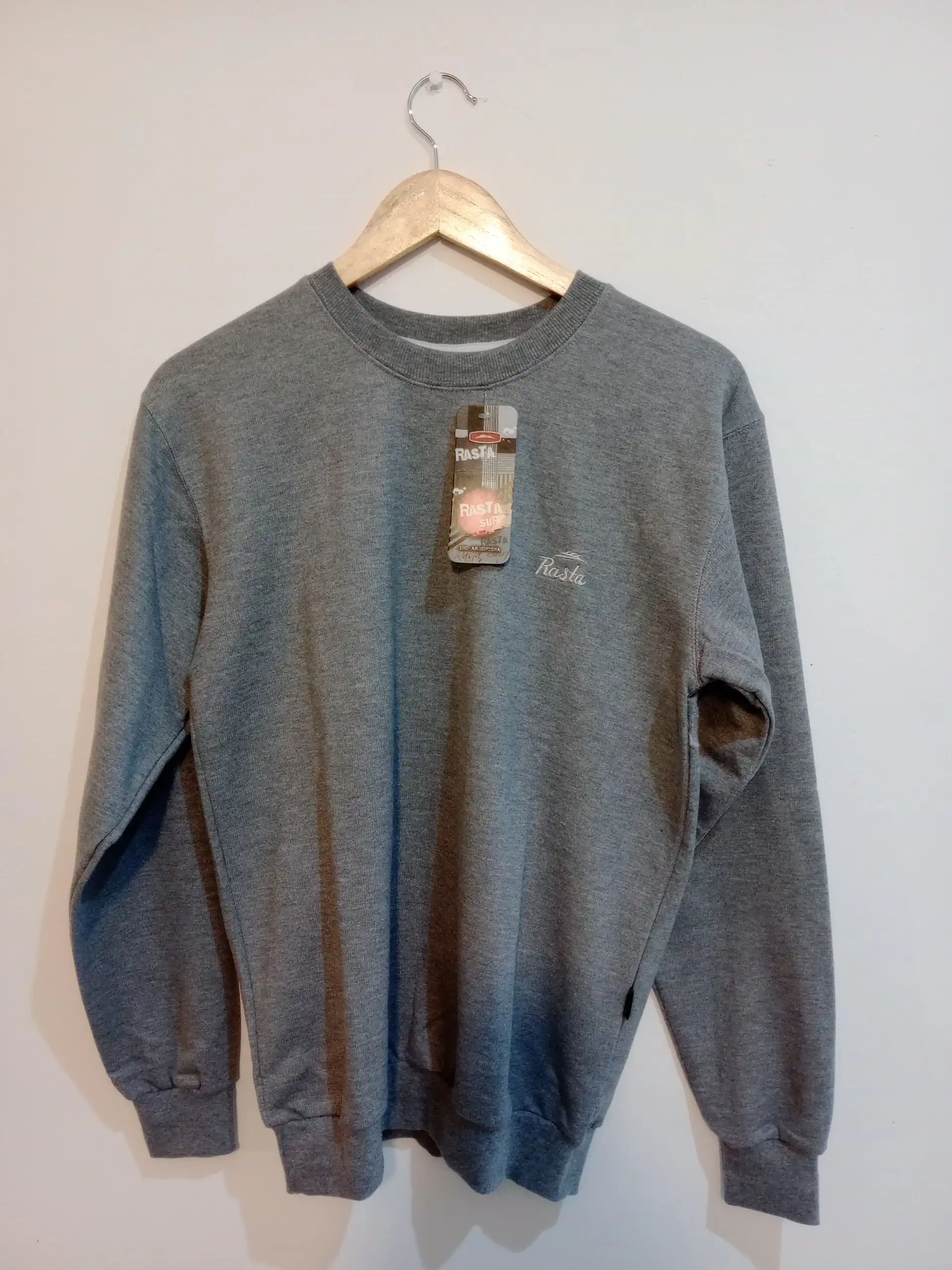 Buzo Algodón Rústico Cuello Redondo Gris